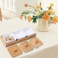 thumbnail image 3 of Ceramic Appetizer Serving Plate with Bamboo Tray Cover for Fruits Nuts Desserts (3-Compartment), 3 of 9
