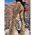 thumbnail image 4 of Flare Yoga Pants for Women - Soft High Waist Bootcut Leggings Tall & Long Leopard Flared Pants Khaki Leopard L, 4 of 9