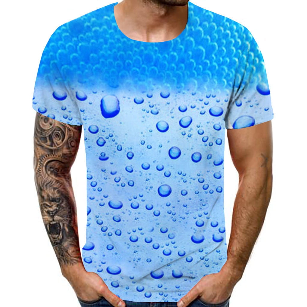 Mens Fashion T-Shirt 3D Flood Printed Blouse Short-Sleeved New Causal Top 