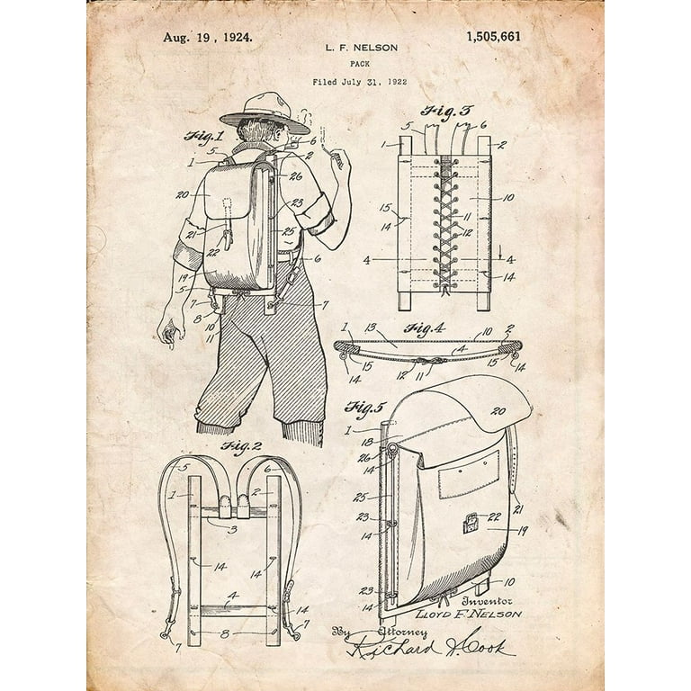 Borders, Cole 25x32 Gold Ornate Wood Framed with Double Matting Museum Art  Print Titled - PP342-Vintage Parchment Trapper Nelson Backpack 1924 Patent  Poster - Walmart.com