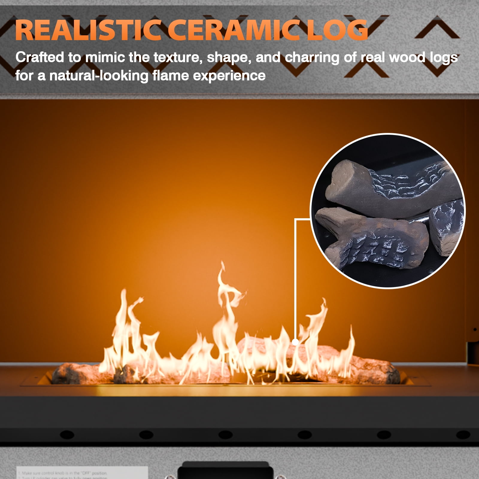 COOS BAY 50000 BTU Outdoor Propane Gas Fireplace with Tank Table, Rectangle Steel Fire Pit, PVC Cover & Ceramic Logs