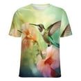thumbnail image 5 of Flower Hummingbird Women's Short Sleeve T-Shirt Crew Neck Casual Summer Trendy Loose Fit Tops, 5 of 6