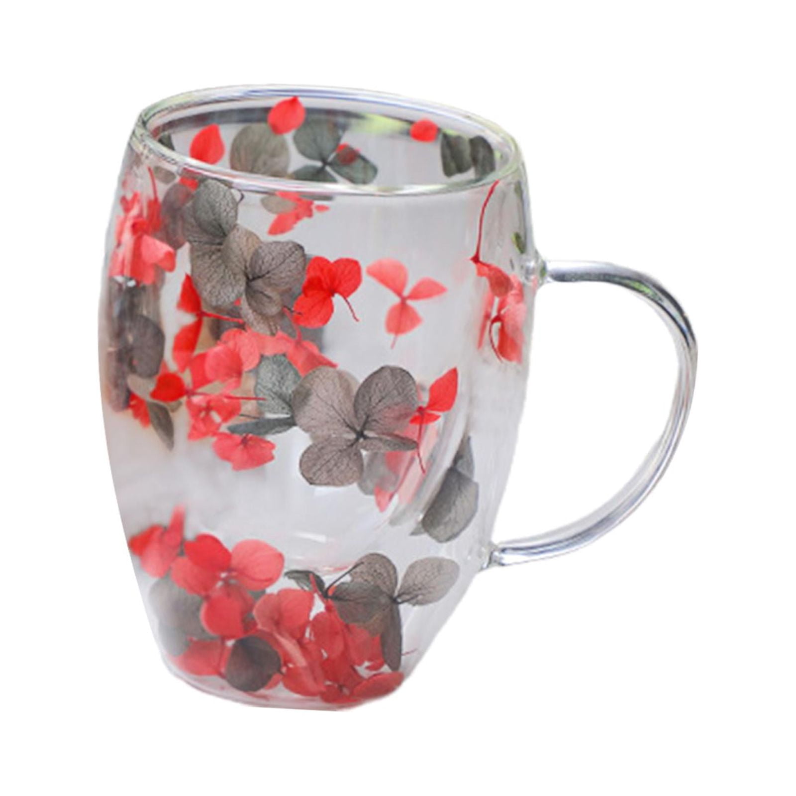 Double Walled Glass Cup Cappuccino Cups with Handle Heat Resistant Insulated Clear Glass Mug Tea Mug Espresso Cups for Tea Beverage Style A