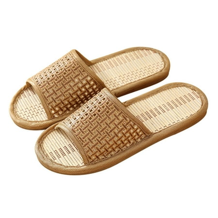 

OUNONA Slippers Rattan Summer Woven Sandalsbeach Linen Slipper Travel Hotel Straw Indoor Opentoe Tatami Home Apricot Cool Weave
