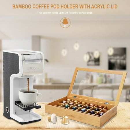 Sortwise Bamboo Coffee Pot Drawer Nespresso Pod Organizer Sortwise Bamboo Coffee Pot Drawer Nespresso Pod Organizer Holder With Acrylic Lid