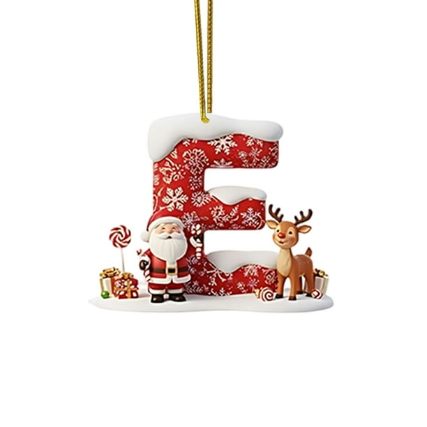 Decoraciones de Árbol de Navidad 2D Acrílico Decoración Carta Colgante con 26 Letras Diy Navidad Decoración Del Hogar Ornamentos Del Árbol de Navidad