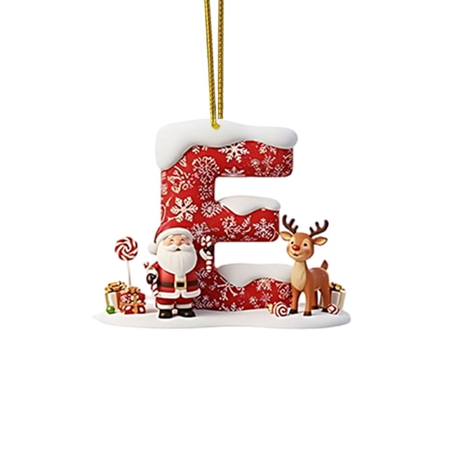 Christmas Tree Decoration 2D Acrylic Decoration Letter Pendant With 26 Letters Christmas Hanging Decoration DIY Crafts Christmas Home Decoration