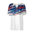 thumbnail image 4 of 4th of July Shirts for Women 3/4 Length Sleeve Patriotic Tops Dressy Casual Notch Neck Blouses 2024 USA Flag Star Stripes Printed Parade T Shirt, 4 of 5