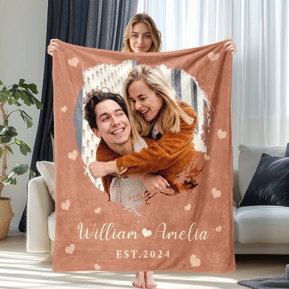 JML USA Customizable Soft Flannel Blanket - Personalized Photo & Text, 2nd Day Shipping, Available in Multi-Sizes, Custom Throw Blanket for Couple, Lover And Friends