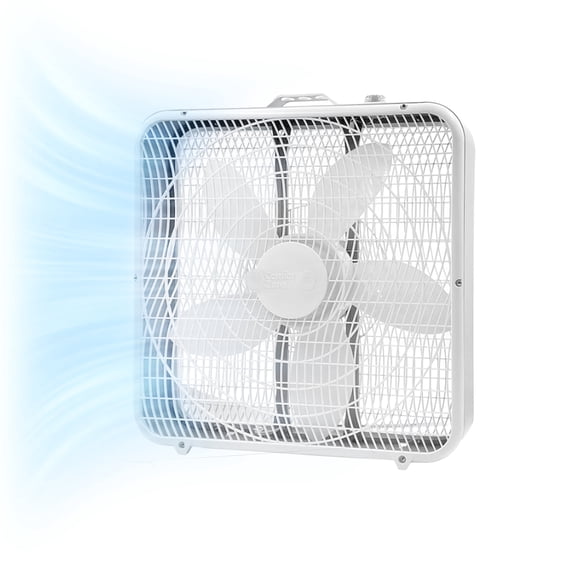 Comfort Zone 20" Box Fan with Carry Handle, White