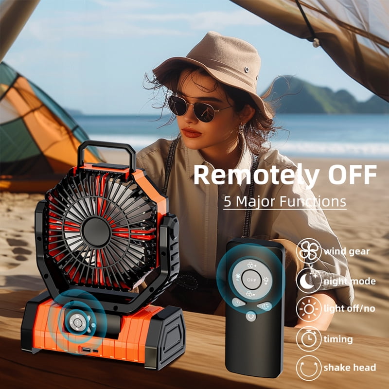 Universal HF-F6 Portable Rechargeable Outdoor Camping Fan USB Table Fan With LED Light And Power Bank For Camping Outdoor