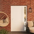 thumbnail image 3 of Front Exterior Prehung Metal-Plastic Door Frosted Glass | Manux 8111 White Silk | Side Sidelite Transom | Office Commercial and Residential Doors Entrance Patio Garage 50 x 80 (W36+14x80) Right-hand, 3 of 6