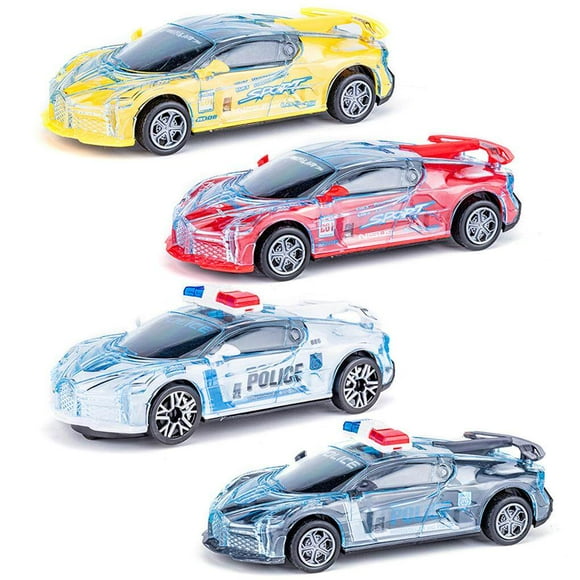Crystal LED Light Police Car Toys Plastic Portable Racing Sport Cars Racing Cars with Light and Music Kids Educational Toys Sports Car Model Toys Red