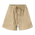 thumbnail image 6 of RYRJJ Womens Plus Size Shorts Comfy Summer Drawstring High Waist Cotton Linen Beach Lounge Shorts for Women Trendy(Khaki,M), 6 of 6