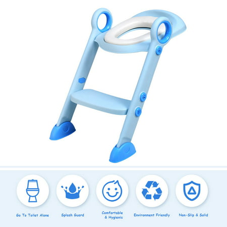 Costway Toddler Toilet Potty Training Seat with Sturdy Non-Slip Ladder Step Boys & (Best Potty Training Seat For Girl)