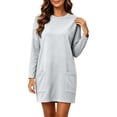 thumbnail image 3 of Tqcoqu Women's Casual Sweatshirt Dress,Round Neck Long Sleeve Tunic Dresses,Pullover Blouse Tops with Pockets, 3 of 9