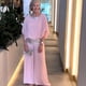 thumbnail image 2 of Traje con pantalones con pernera ancha y camisa de murciélago a juego con lentejuelas y cuello redondo para mujer, 2 of 5