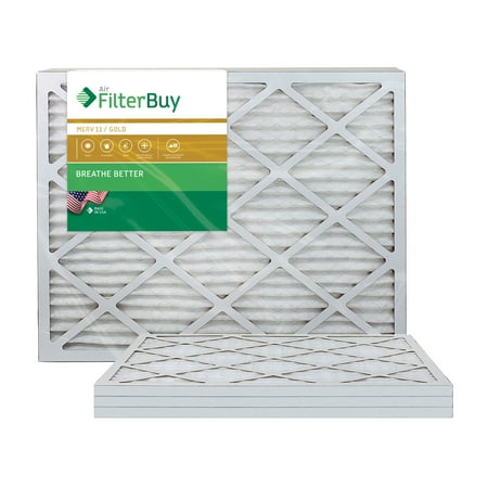 AFB Gold MERV 11 20x25x1 Pleated AC Furnace Air Filter. Pack of 4 Filters. 100% produced in the USA.