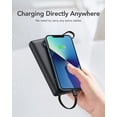 thumbnail image 4 of VRURC Portable Charger with Built in Cables, 10000mAh Slim USB C Power Bank,5 Output 2 Input LED Display External Battery Pack Phone Charger Compatible with iPhone,Samsung,Android-Black(1 Pack), 4 of 5