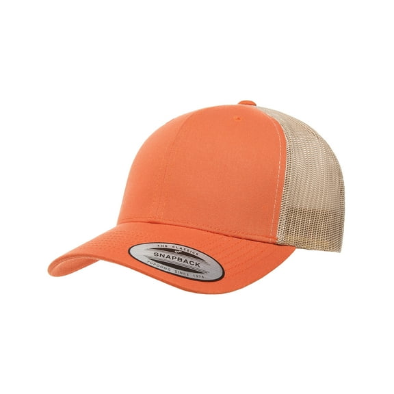 Adult Retro Trucker Cap , 6606 , RUST ORANGE/KHAKI , One Size