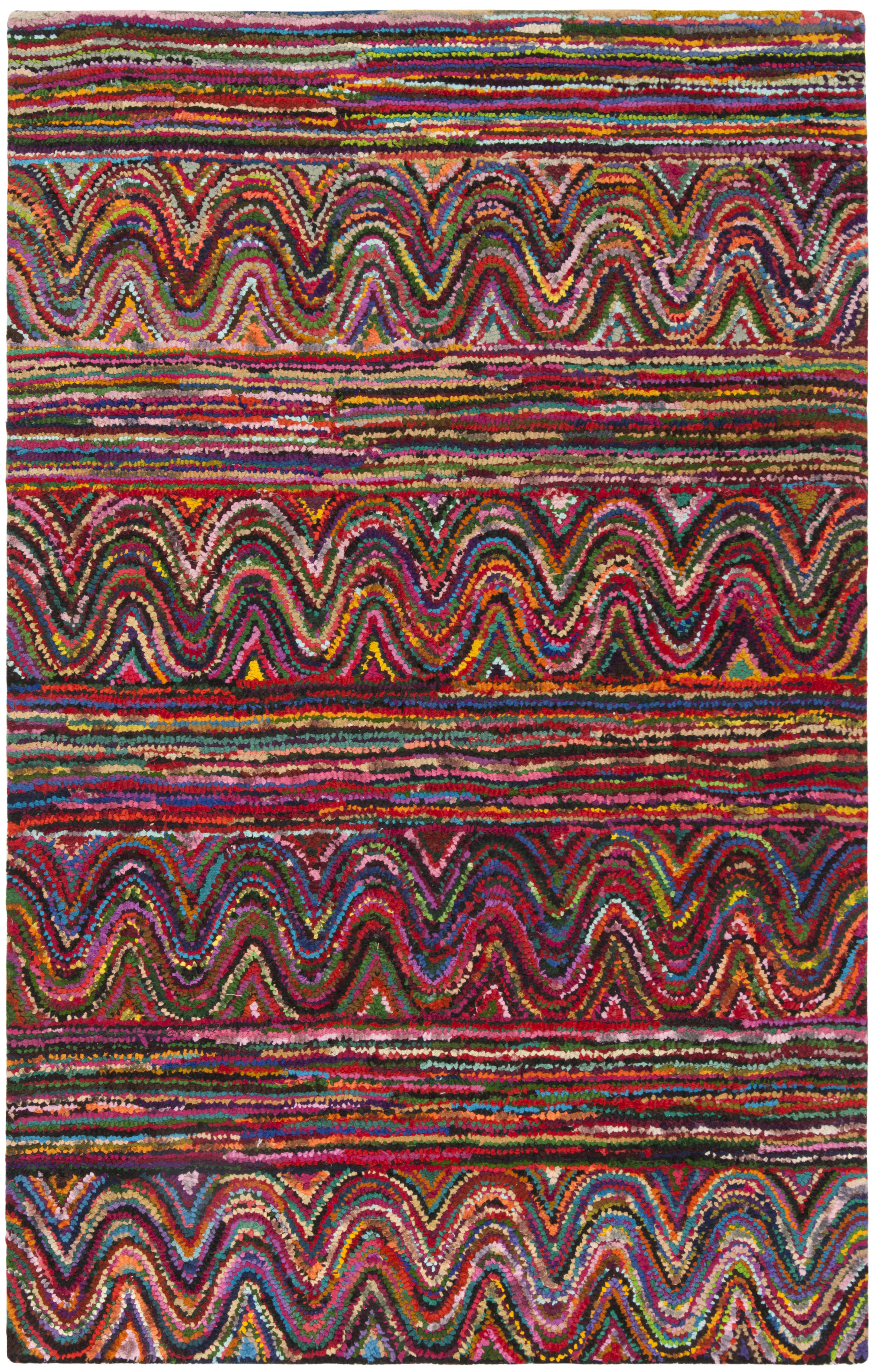 SAFAVIEH Nantucket Joanna Geometric Swirls Cotton Area Rug, Multi, 4' x 6'