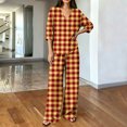 thumbnail image 5 of Hvogkswy Pajamas for Women Set Long Sleeve V Neck Tops and Drawstring Pockets Trousers Oversized 2 Piece Outfits Lightweight Breathable Casual Lounge Sets, 5 of 6