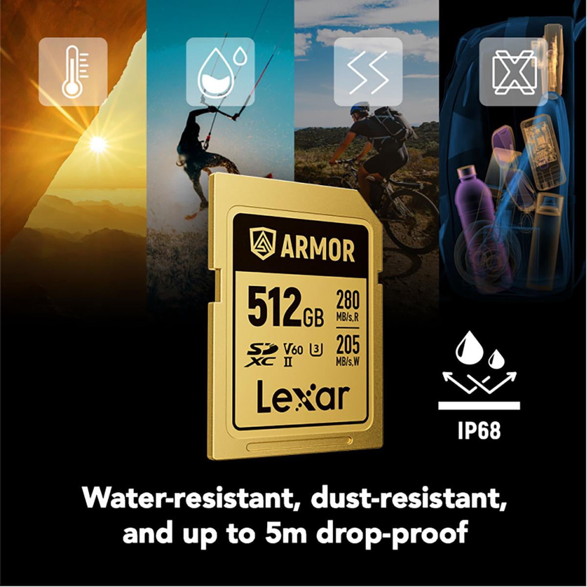 Lexar Professional ARMOR GOLD 512GB UHS-II V60 SDXC Memory Card