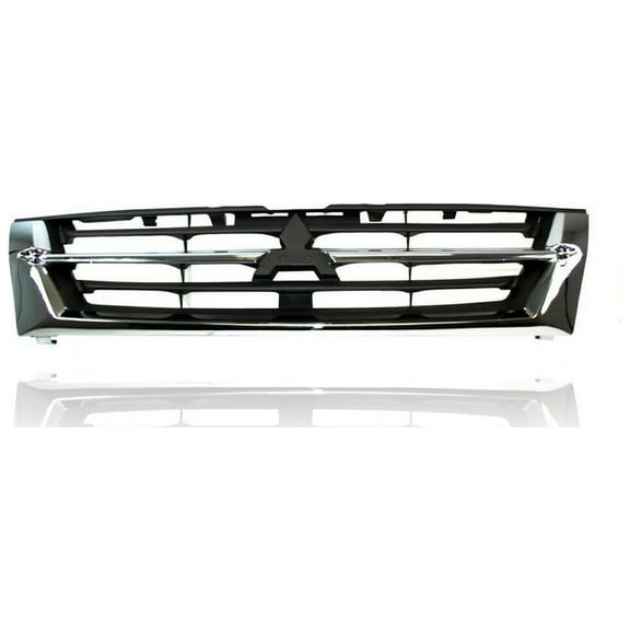 Grille - Compatible/Replacement for '01-01 Mitsubishi Montero Limited - Chrome Frame, Black Insert, Emblem Provision - MR387982
