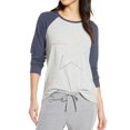 thumbnail image 1 of Women Five-pointed Star Print Colorblock Crew Neck Long Sleeve Shirt, 1 of 5