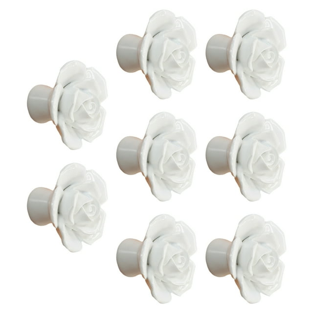 Kenally Manijas de cerámica del gabinete de la flor única para el botón de cerámica del pomo de puerta de cerámica de la flor decorativa Artesanía blanco