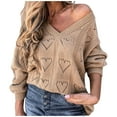 thumbnail image 2 of Lindreshi Sweaters for Women Fall Fashion WinterFashion Women Casual Long Sleeve Casual Solid Hollow Knit Sweater Tops, 2 of 7