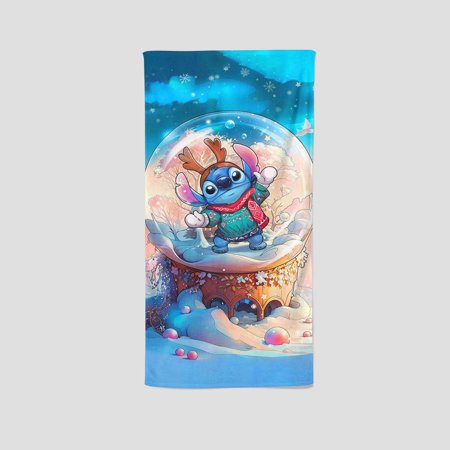Lilo and Stitch's towel features a distinct design, serving as a custom gift for Christmas. Ideal for gym, yoga, boxing, and sunbathing, it measures 13.8"x28.7".