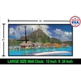 thumbnail image 2 of Beach Wall Clock Beautiful Blue Tropical Water Resort Mountain Landscape Wall Clock Art, 2 of 4