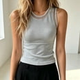 thumbnail image 4 of GUACER Womens Mesh Trim Ribbed Tank Tops, Sleeveless Sheer Round Neck Fitted Camisole, Soft Stretchy Basic Top, 4 of 7