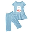 thumbnail image 3 of Piuwrlz Boys Girls Short Sets Kids Summer Outfit Set Printed Round Neck Tight T-Shirt and Shorts Set Light Blue Size 5 Years, 3 of 5