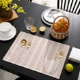 thumbnail image 3 of Orange Stripe Placemats Set of 4, Modern Abstract Art Vertical Stripes Beige Placemats for Dining Table, Place Mats for Kitchen Tabletop, Waterproof Wipeable Dining Table Mats Set, 3 of 9