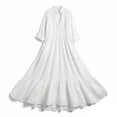 thumbnail image 5 of SAKMAL Womens Dresses Cotton Linen Long Maxi Summer Tiered Flowy Long Sleeve Ruffle Hem V-Neck Vacation A-Line Dress for Women,White,XL, 5 of 5