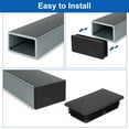thumbnail image 4 of Uxcell 32 Pcs 1 1/2 x 1 Inch Rectangle Tubing End Caps for Metal Tubing Post Chair Leg Table Bookshelves, Black, 4 of 6