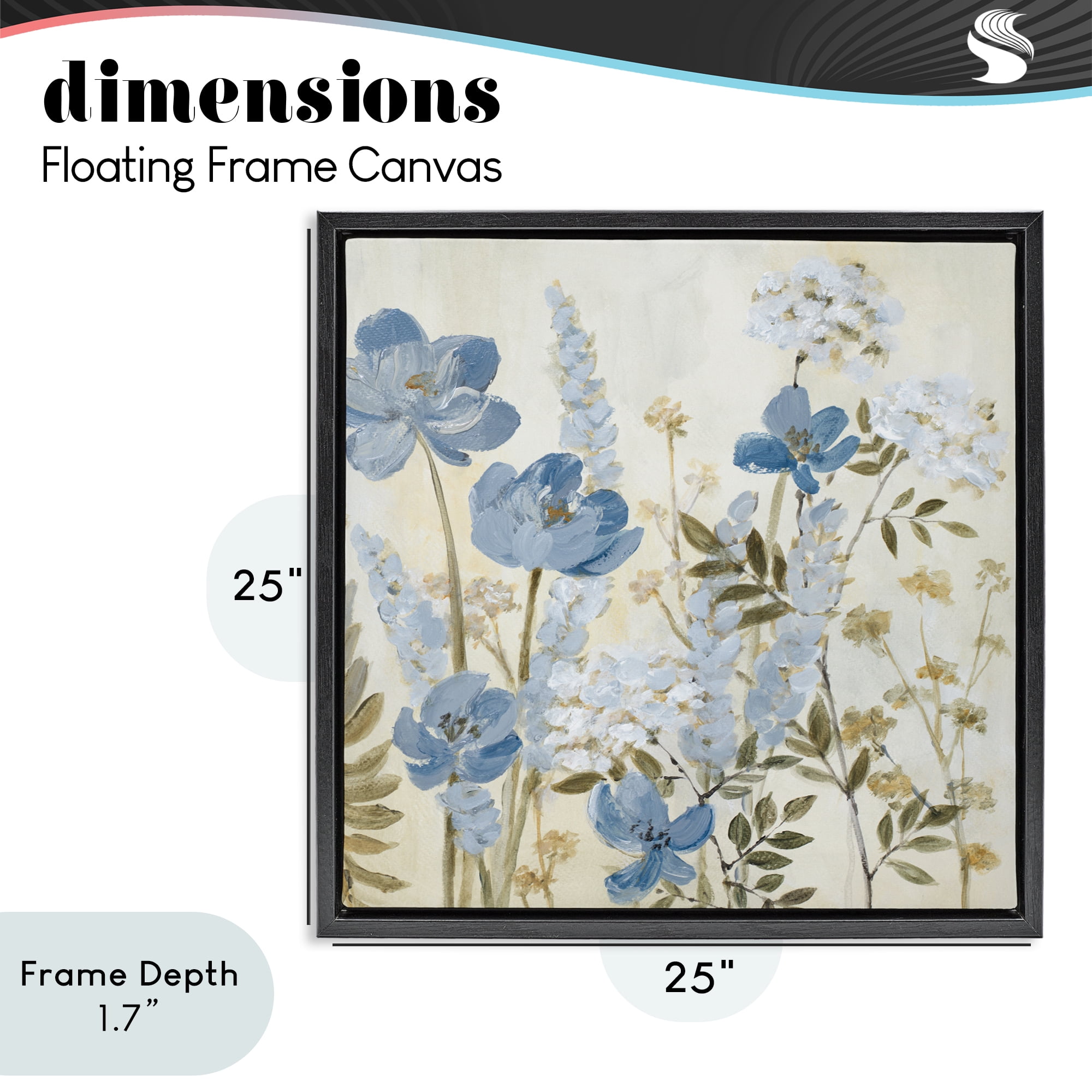 Stupell Industries Peace In The Blue Garden Black Framed Floater Canvas Wall Art, design by Lanie Loreth