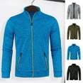 thumbnail image 2 of Skymirror Men Fall Winter Sweater Coat Zip-up Zipper Pockets Knitted Thin Cardigan Stand Collar Long Sleeves Solid Color Elastic Cuff Daily Wear Jacket, 2 of 8