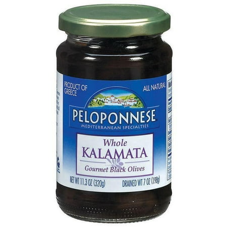 Gourmet Olive - PELOPONNESE Kalamata Whole Gourmet Black Olives 7 OZ (Pack of 6)