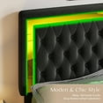 thumbnail image 5 of Merluxy Full Size Bed Frame with Led Lights Headboard,Acrylic Mirror Accents,No Box Spring Needed,Velvet Black, 5 of 10