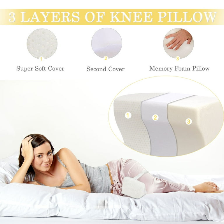 Memory Foam Contour Knee Cushion Leg Pillow Support for Side Sleeping White  