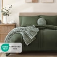 thumbnail image 3 of Amberspace 7-piece Bed in a Bag Comforter Set with Sheets,Olive Green,King, 3 of 7
