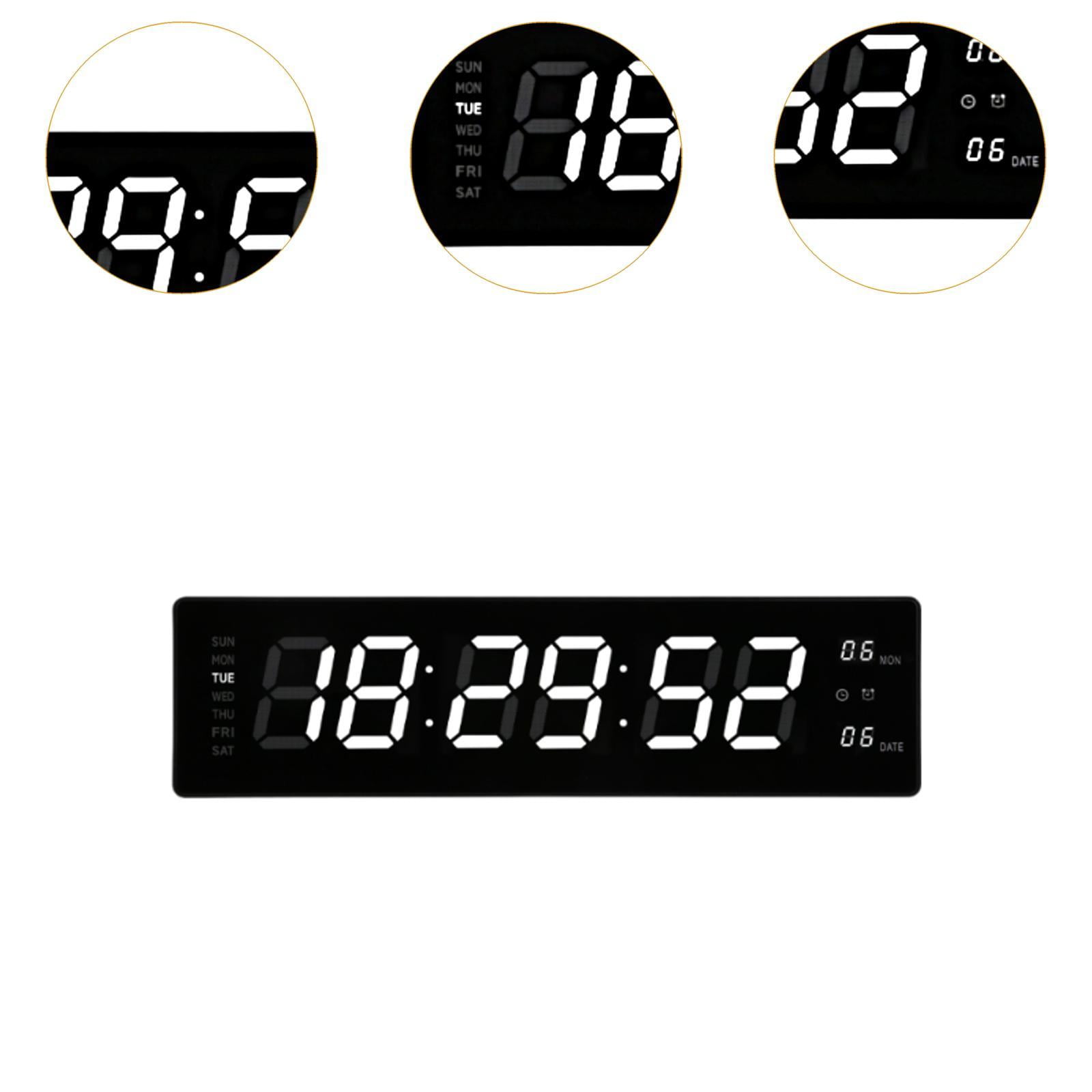 Baoblaze LED Digital Clock Bedroom Display Date Calendar Bar Wall Hanging Alarm Clock White