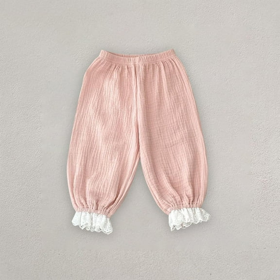 uublik Girls Sweatpants Size 6M-4T Summer Pants for Girls Elastic High Waist Corduroy Pants Pink