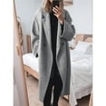 thumbnail image 4 of Abrigo de Lana de Invierno para Mujer, Cruzado, de Larga, con Solapa de Muesca, Tipo Gabardina Larga Gris L, 4 of 5