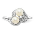 thumbnail image 4 of Solid 14k White Gold 4mm Freshwater Cultured Pearl Diamond Ring Band Size 6.5 (.04 cttw.), 4 of 6