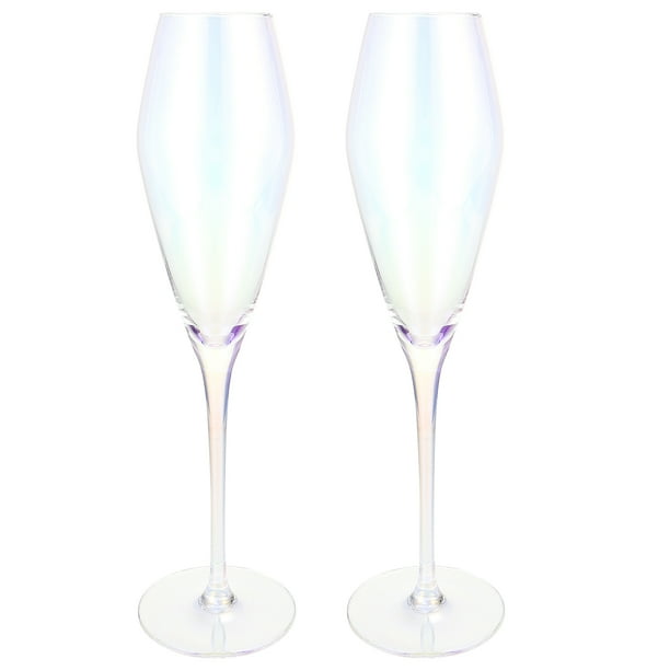 EeaseMX 2 copas de champán para novios, copas de champán de cristal para vino.
