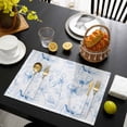 thumbnail image 3 of Blue Flower Placemats Set of 4, Watercolor Floral Botanical Line Drawing Print Placemats for Dining Table, Place Mats for Kitchen Tabletop, Waterproof Wipeable Dining Table Mats Set, 3 of 9